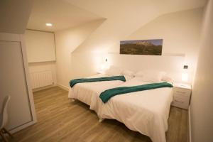 a bedroom with two beds and a painting on the wall at Apartamentos Canto Encaramado in Gibaja