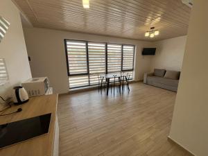 a living room with a couch and a table at Nishkoiu Apartamente in Solotvyno +3 photos