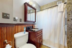 a bathroom with a toilet and a sink and a shower at Longview House in Gloucester +31 photos