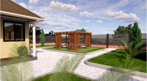 a rendering of a garden with a gazebo at Karatu Boutique Lodge in Karatu