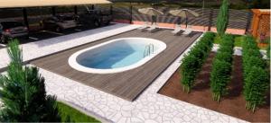 a model of a swimming pool in a yard at Karatu Boutique Lodge in Karatu