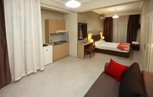 a living room with a couch and a bed in a room at Mironi & Victoria in Limenas