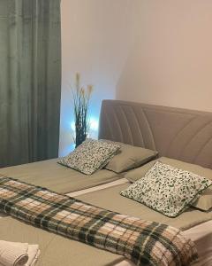 two beds with pillows on them in a room at Vila Kraljica Une in Bosanska Krupa