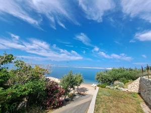 a path to the beach with the ocean in the background at Olivus 3 in Miletići +9 photos