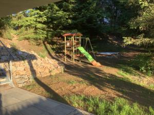 a playground with a slide in a yard at Chata Vedle Jedle in Dolní Morava