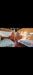 two beds sitting in a room with at Greenland Eco Amazon Lodge in Paucartambo