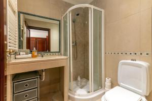 a bathroom with a shower and a toilet and a sink at Bela Vista in Azambuja