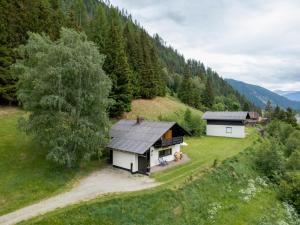 an aerial view of a house in the mountains at Jagerhütte in Mallnitz