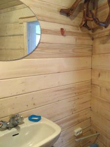een badkamer met een wastafel en een spiegel bij PetrikHolm in Tatariv