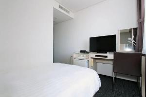 a hotel room with a bed and a television at KOKO HOTEL Numazu Ekimae in Numazu