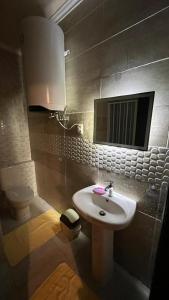 a bathroom with a sink and a toilet at Laserina North Coast in Zāwiyat ‘Abd al Mun‘im +13 photos
