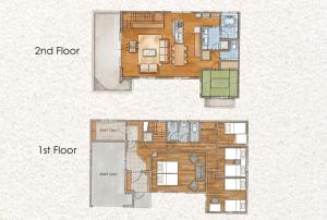 two views of a floor plan of a house at Rayful Hayama in Hayama