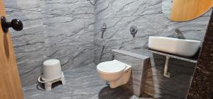 ein Badezimmer mit Waschbecken und Toilette in der Unterkunft Hotel Silvera Inn in Vatva