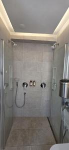 a bathroom with a shower with a glass door at Cozy Tiny-House - ComfyHome Apartments in Stuttgart +47 photos