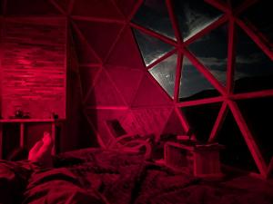 a room with a pink room with a window at Knowledge Temple - Keni in Kapan +17 photos