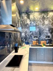 a kitchen with a sink and a counter top at The POD Suite Hostel Joaquin Sorolla in Valencia