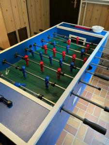 a ping pong table with balls on it at Chalet BERGglück Willingen - Nähe Skilifte in Willingen