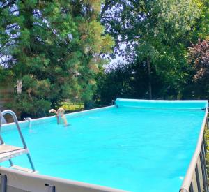 a person standing in a swimming pool at calme et volupté in Maxilly-sur-Saône