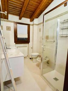 a bathroom with a shower and a sink and a toilet at BEddy & Breakfast - Station Loft in Seregno