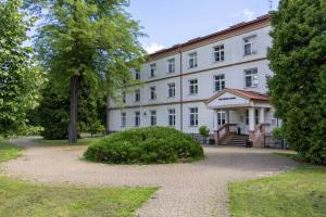 a large white building with a tree in front of it at Kolegium Nowe PANS - hostel in Przemyśl