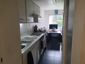 a kitchen with a sink and a stove top oven at Cozy Private Room -5 mins from CERN -Shared Apartment in Saint-Genis-Pouilly