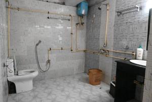 a bathroom with a shower and a toilet and a sink at Quinton Enclave in Shillong