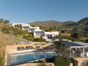 an aerial view of a villa with a swimming pool at Galini Breeze in Agia Galini