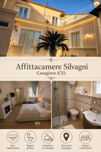 a collage of two pictures of a bedroom and a bathroom at Affittacamere Silvagni in Caserta +38 photos