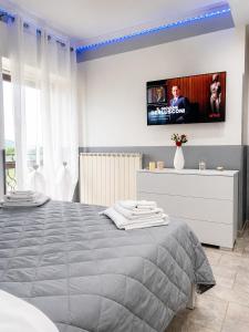 a bedroom with a bed and a tv on the wall at Bellavista B&B in Roccavivara