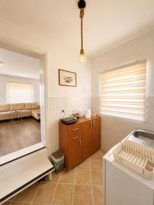 a room with a kitchen and a living room at Apartman Rosić in Arilje