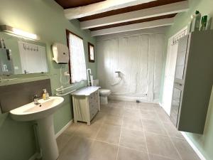 a bathroom with a sink and a toilet at Riban in Sabres +24 photos