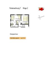 a floor plan of the apartment at Woge2 Appartement 7 in Borkum +3 photos