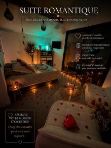 a poster of a room with a bed and a couch at STUNNING VIEW, chambre en forêt proche BORDEAUX in Bouliac