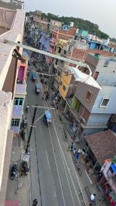 an aerial view of a city street with buildings at Hotel Surbhi in Shaikhpura