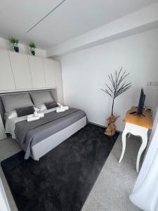 a bedroom with a bed and a television on a table at Occhi sul mare in Termoli