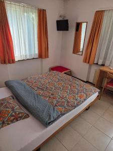 a bedroom with a bed in a room with windows at Garni Molinazzo in Agno +20 photos
