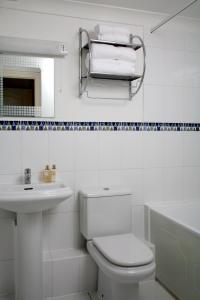a bathroom with a toilet and a sink and a mirror at Basingstoke Apartments - Westlands House, City Centre, Home-From-Home in Basingstoke +12 photos