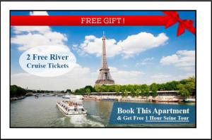 a poster of a river with the eiffel tower at Le Triomphe Elysees in Paris