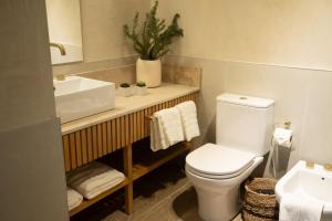 a bathroom with a white toilet and a sink at Atelier Petit Hotel in Ciudad Lujan de Cuyo