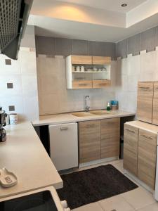 a kitchen with a sink and a counter top at palazzo PADINI alla costa in Neoi Epivates