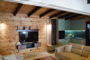a living room with a couch and a flat screen tv at Vile Relax in Donji Štoj