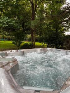 a hot tub with icy water in a park at Domaine le bas bois in Neuville-sur-Sarthe