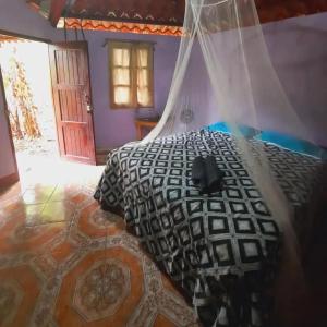 a bedroom with a bed with a mosquito net at Quinta Gualca in Condega +4 photos