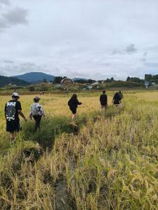 a group of people walking in a field at Camp Wildnest Adventures Ziro in Ziro