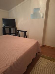 a bedroom with a bed and a flat screen tv at House Heart in Amora +3 photos
