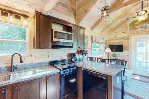 a kitchen with a stove and a sink at Phobos Cabin in Mars Hill