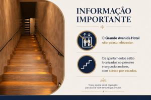 a staircase in a building with a sign that reads informationagency important at Grande Avenida Hotel in Patrocínio