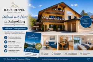 a flyer for a house in the mountains at Haus Dippel am Kurpark inklusive Chiemgaukarte in Ruhpolding
