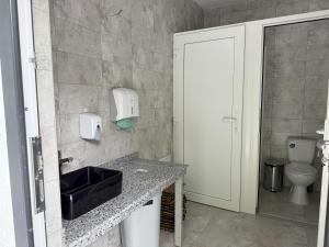 a bathroom with a sink and a toilet at Camping Colibita in Colibiţa +26 photos