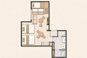 a rendering of a floor plan at KURASHIKI Station HOTEL 和奏 in Kurashiki +90 photos